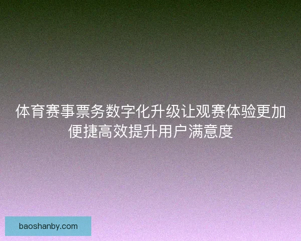 体育赛事票务数字化升级让观赛体验更加便捷高效提升用户满意度