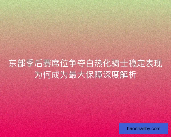 东部季后赛席位争夺白热化骑士稳定表现为何成为最大保障深度解析 东部季后赛席位争夺白热化骑士稳定表现为何成为最大保障深度解析