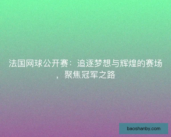 法国网球公开赛：追逐梦想与辉煌的赛场，聚焦冠军之路